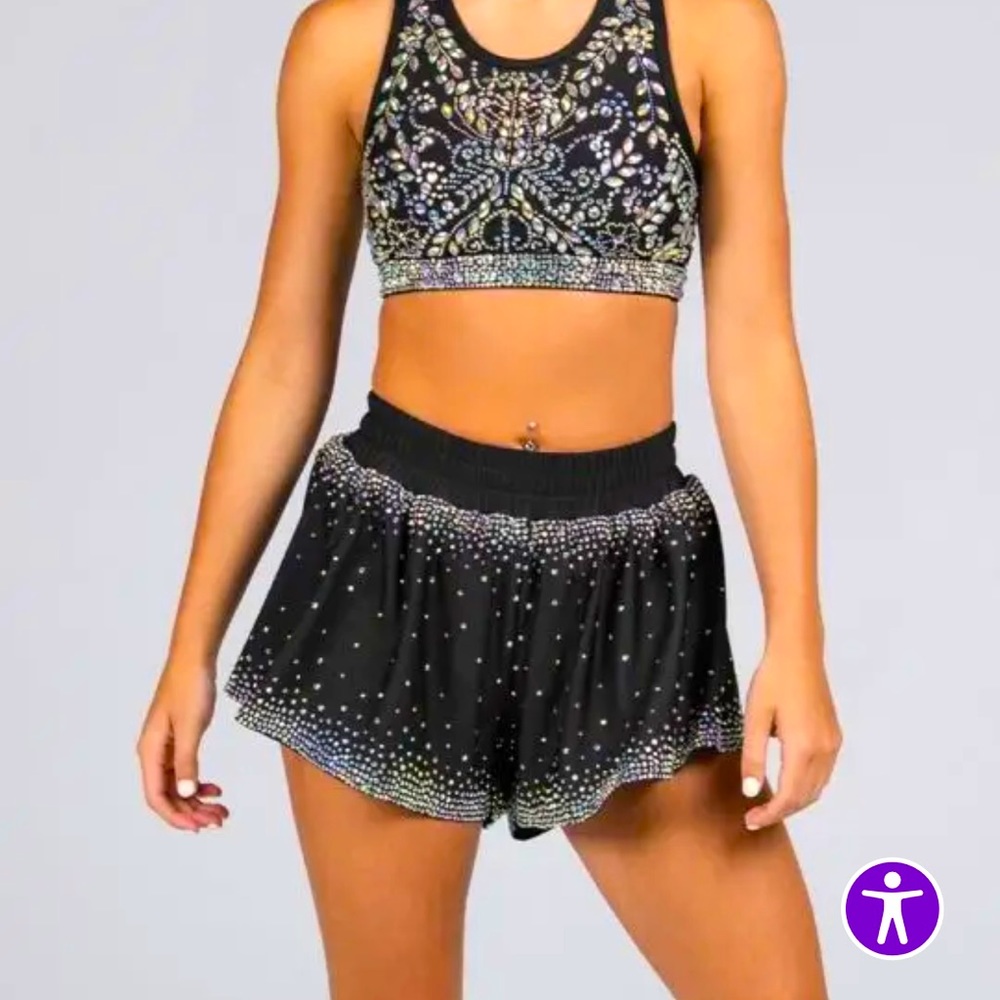 REBEL ATHLETIC CRYSTAL COUTURE FLOWY ATHLETIC SHORT YOUTH L